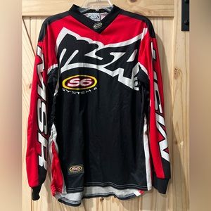 VINTAGE MSR Men Motorcycle Jersey Small System 6 Dirt Bike Racing Motorcross Red